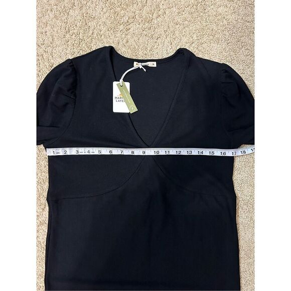 Marine‎ Layer Lexi rib v-neck black top women’s XL NEW - Picture 8 of 12